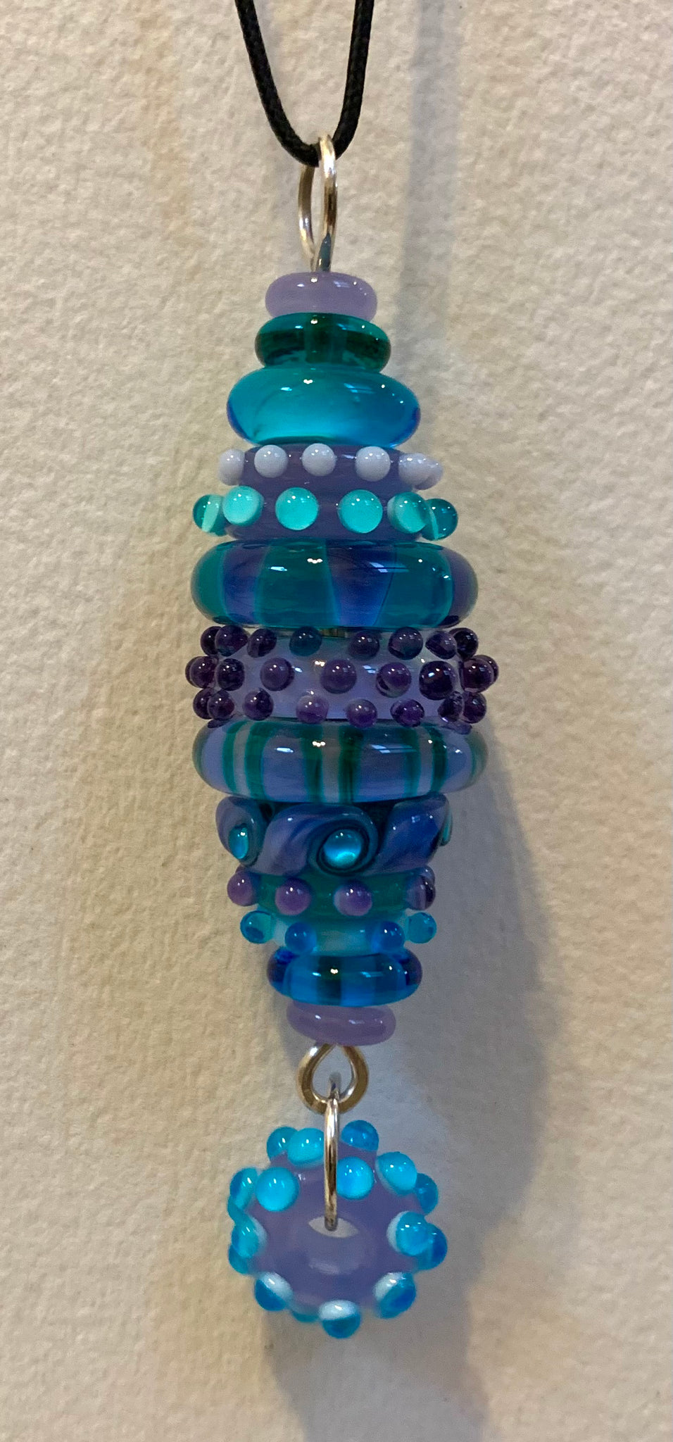 Lavender teal stacked bead pendant