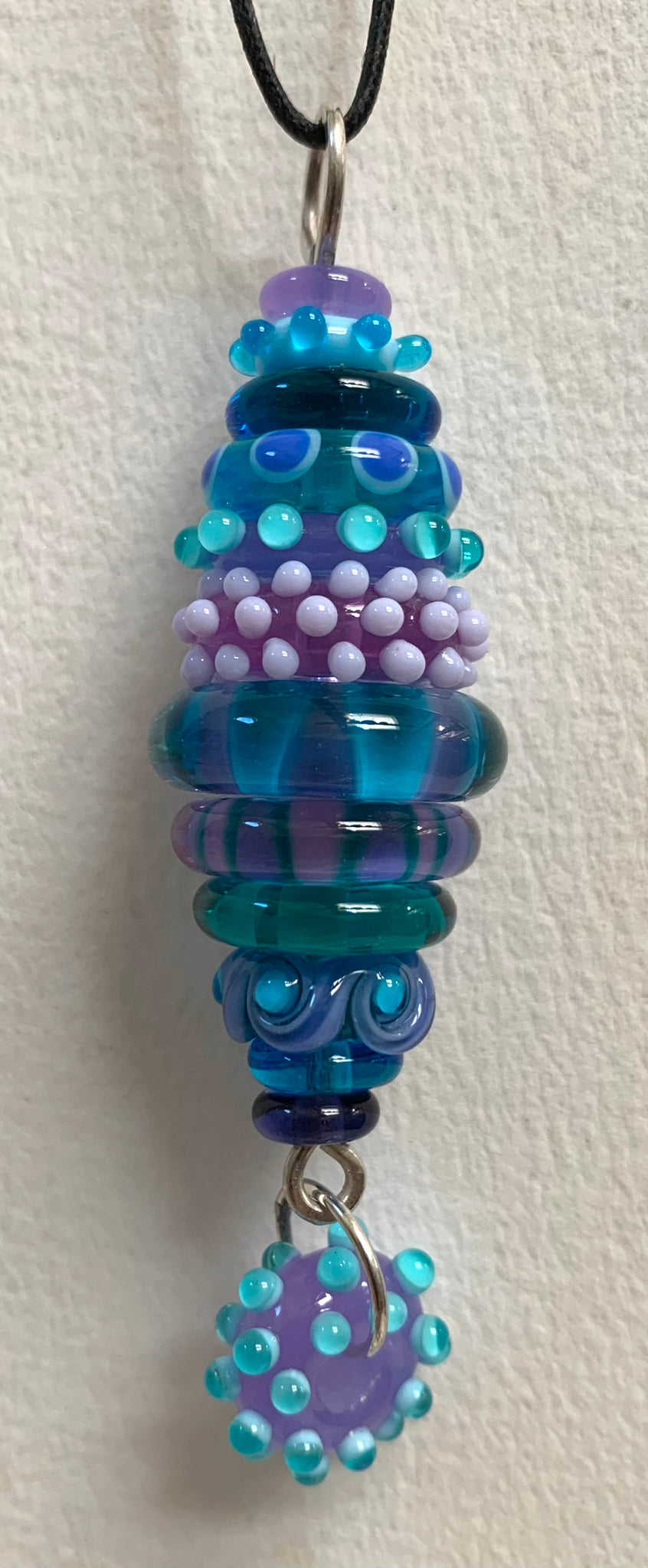 Lavender teal stacked bead pendant