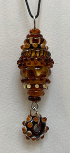 Stacked bead pendant amber brown