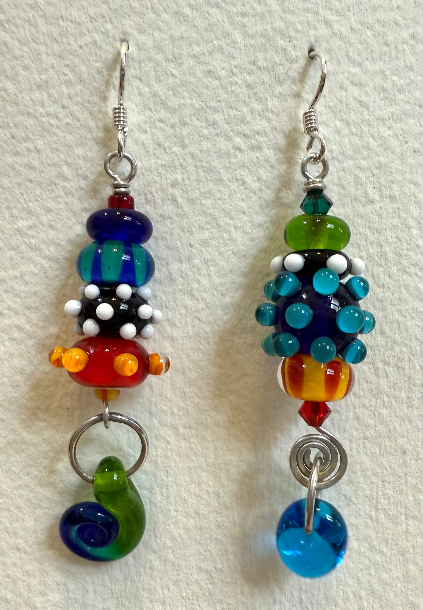Large asymmetrical earrings (primary colors)