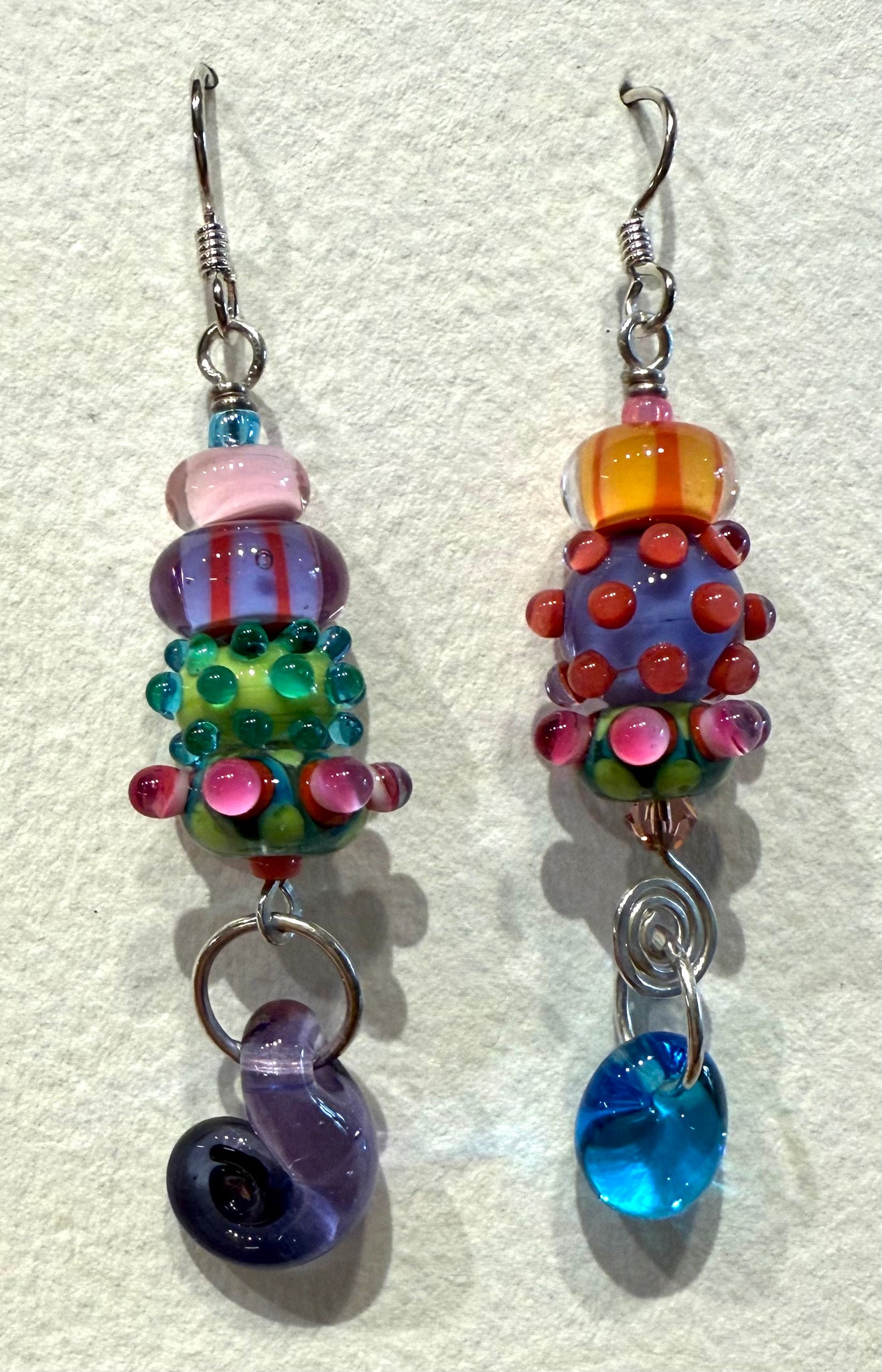 Large asymmetrical earrings (pastel)