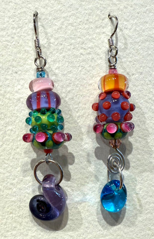 Large asymmetrical earrings (pastel)