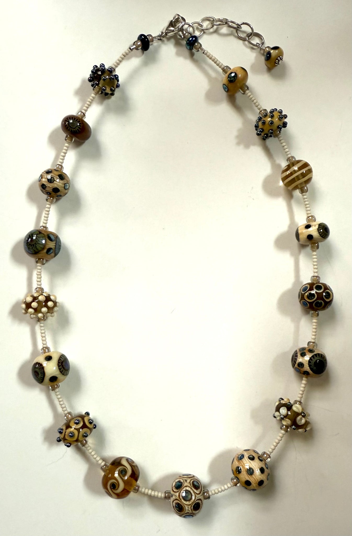 Ivory and silver glass necklace