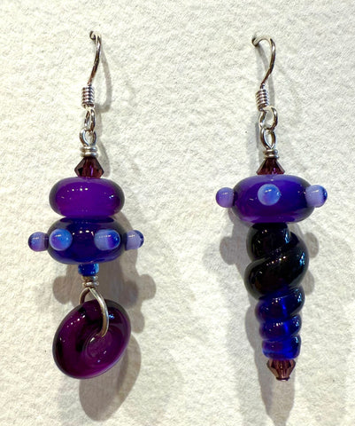 Asymmetrical earrings (purple)