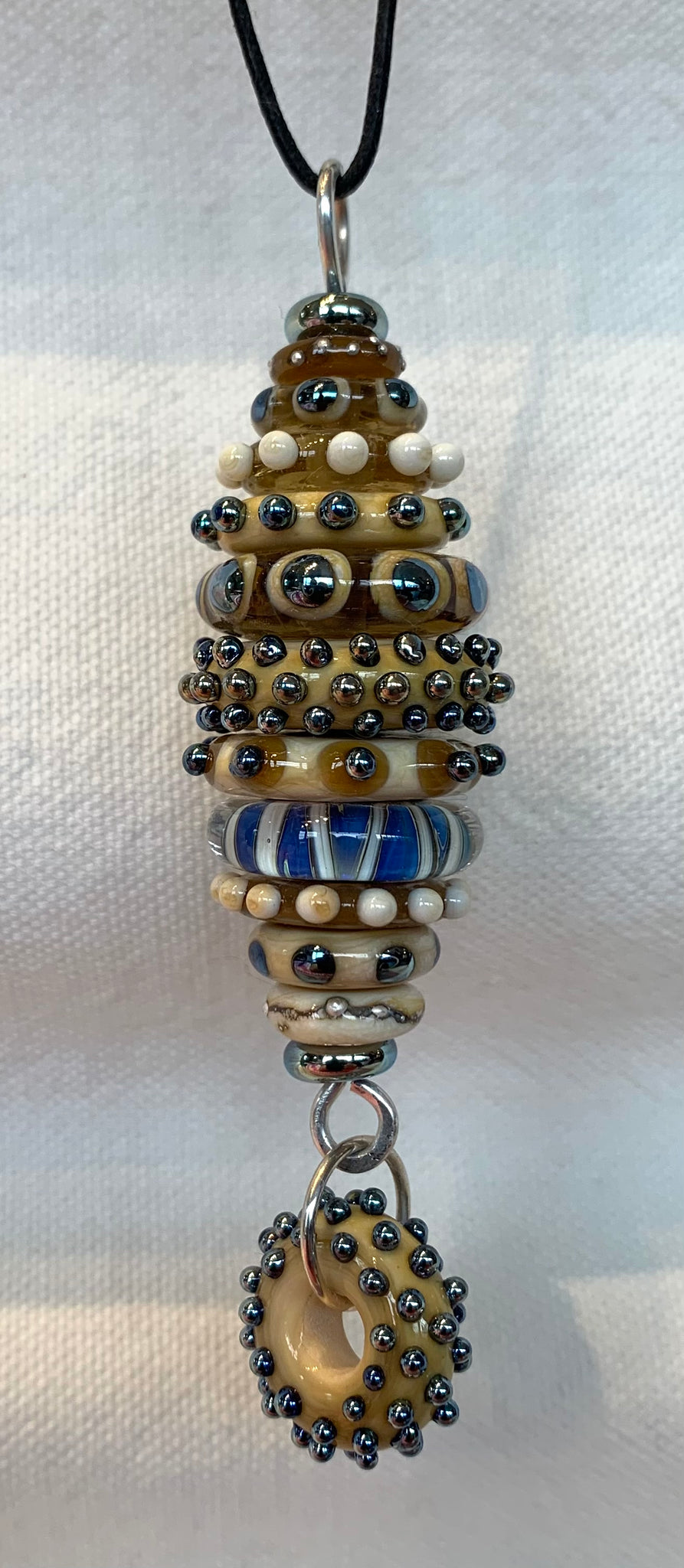 Ivory/silver stacked bead pendant