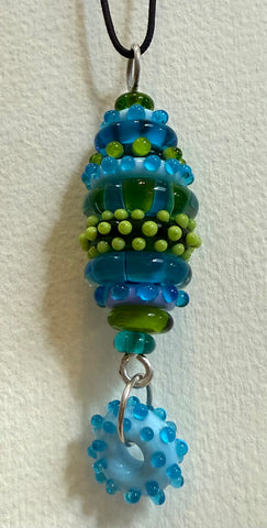 Stacked bead pendant lime turquoise