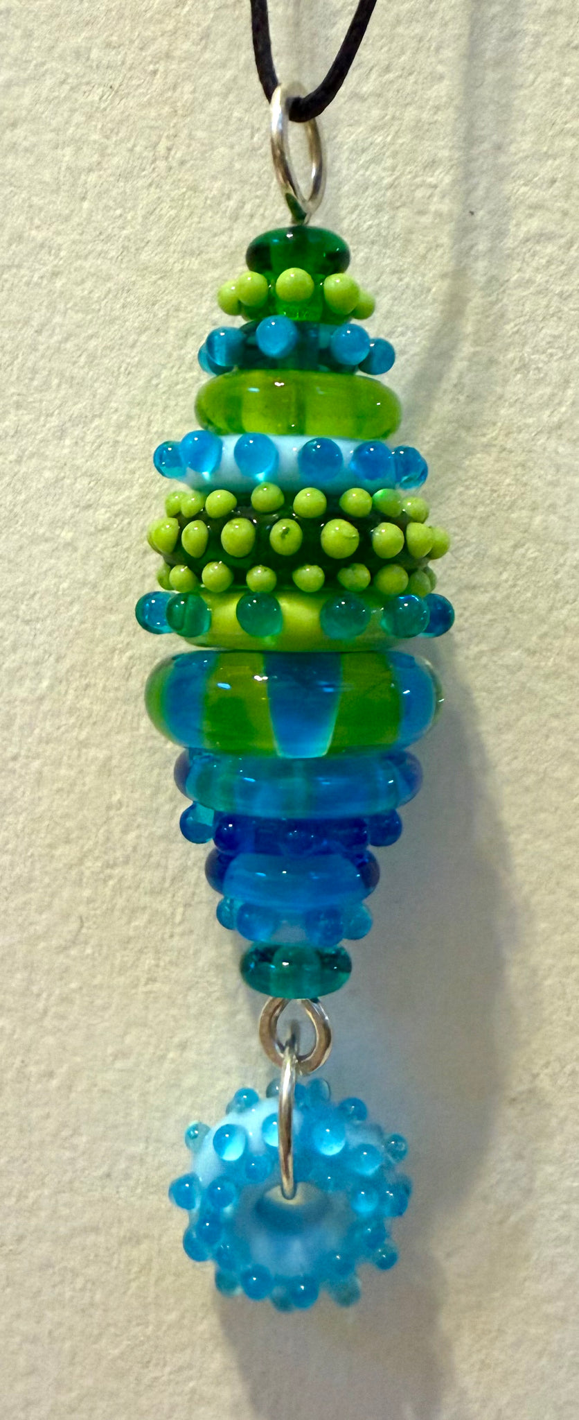 Stacked bead pendant lime turquoise