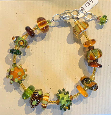 Amber and olive green bracelet
