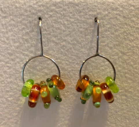 Large circle earrings (amber and olive)
