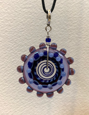 Disc bead pendant purple blue