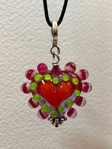 Heart pendant (lavender pink green)