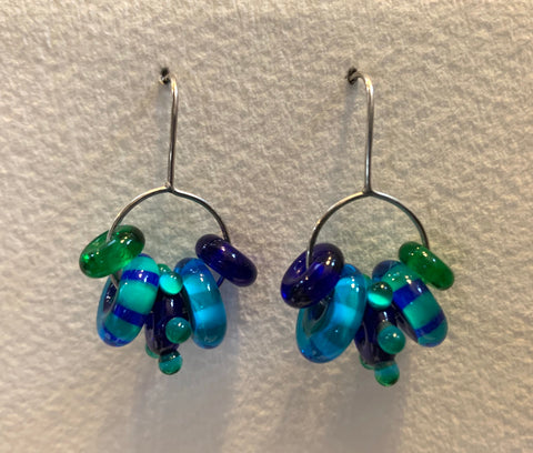Large circle earrings (blue and green)