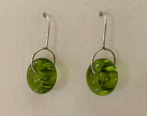 Circle earrings (olive green transparent)