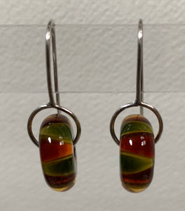 Circle earrings (amber and olive zig zag) lol