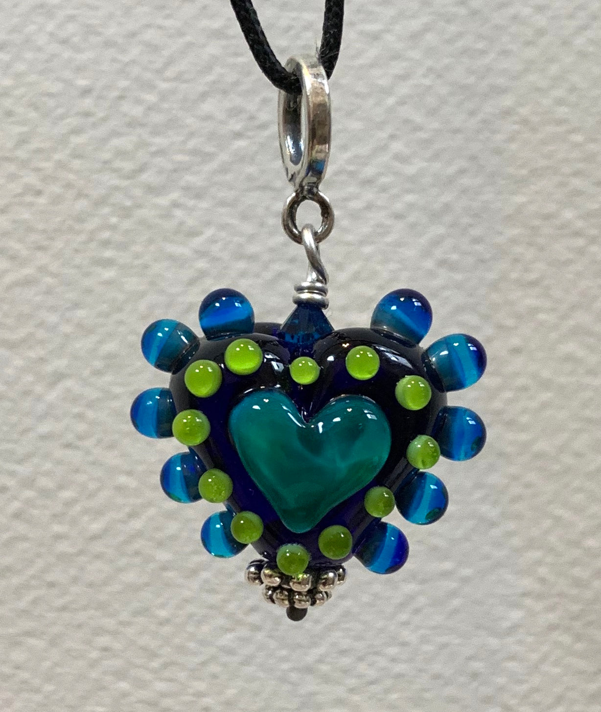 Heart pendant (cobalt blue green)
