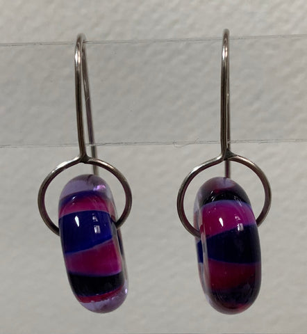 Circle earrings (purple pink zig zag)