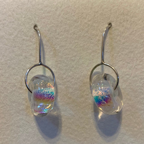Dichroic circle earrings (clear 🌈)