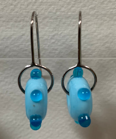 Circle earrings (light turquoise with aqua dots)