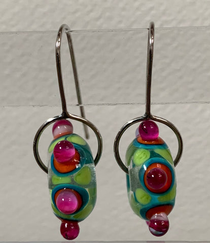Circle earrings (clear, pink, multi)