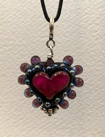Heart pendant (purple and pink)