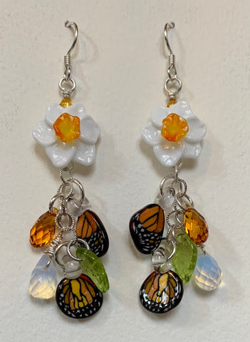 Butterfly wings and daffodil earrings