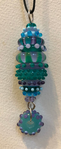 Lavender teal stacked bead pendant