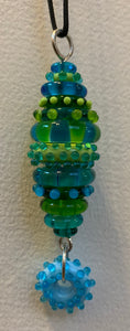 Stacked bead pendant lime turquoise
