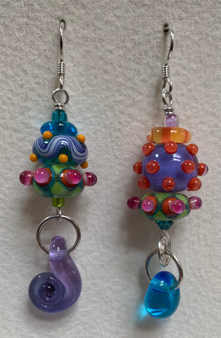 Large asymmetrical earrings (pastel)