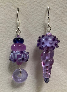 Asymmetrical earrings lavender